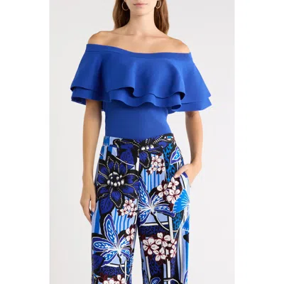 Sugarlips Genoa Kaila Off The Shoulder Top In Blue