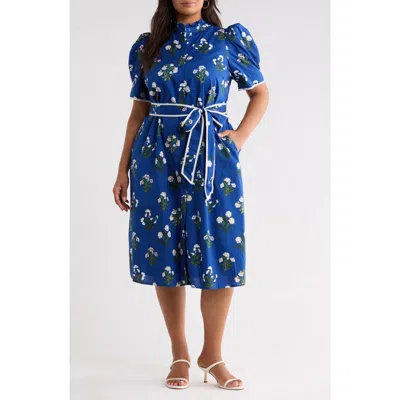 Sugarlips Gianny Button Front Midi Dress In Blue