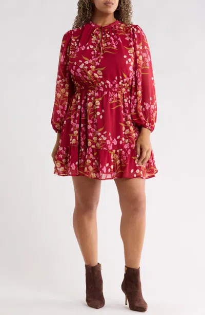 Sugarlips Ginnie Floral Paxton Balloon Sleeve Dress In Multi