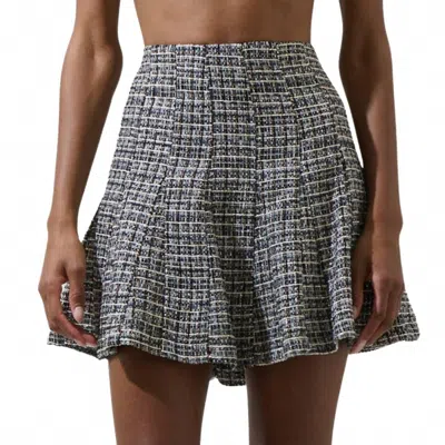 Sugarlips Gisella Tweed Zivy Flare Mini Skirt In Black In Gray