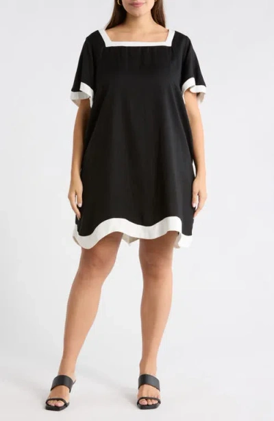 Sugarlips Gizelle Scallop Shift Minidress In Black