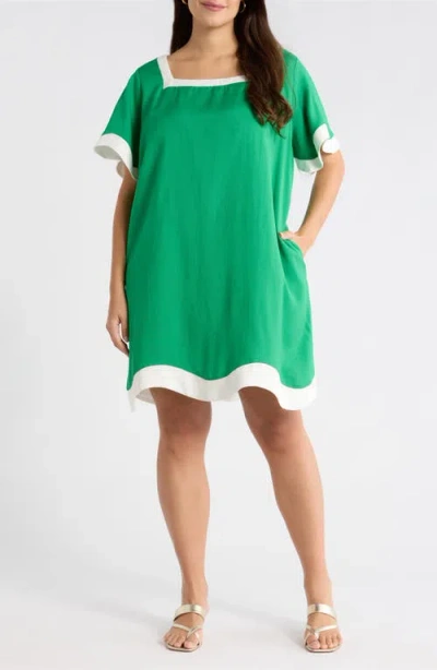 Sugarlips Gizelle Scallop Shift Minidress In Green