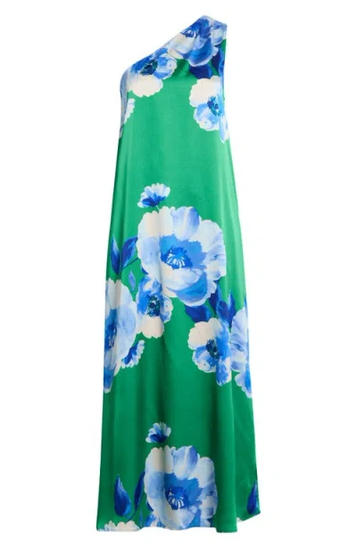Sugarlips Glena Floral One-shoulder Maxi Dress In Green