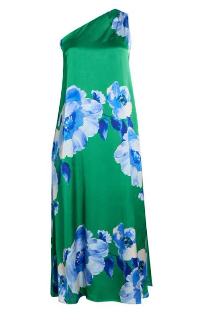 Sugarlips Glena Floral One Shoulder Maxi Dress In Green