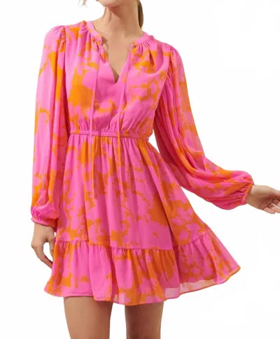 Sugarlips Go With The Flow Blouson Dress In Pink/orange