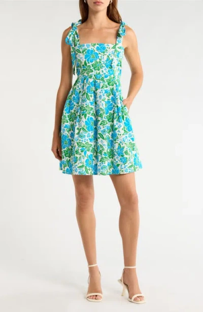 Sugarlips Graica Pleated Midi Dress In Blue-grn-wht