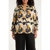 Sugarlips Groover Split Neck Satin Top In Multi