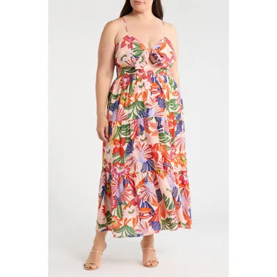 Sugarlips Hatley Floral Tie Knot Midi Dress In Multi