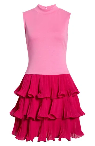 Sugarlips Haydri Colorblock Tiered Pleated Minidress In Multi