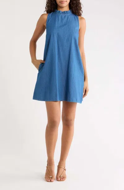 Sugarlips Haysville Benson Cotton Trapeze Minidress In Blue