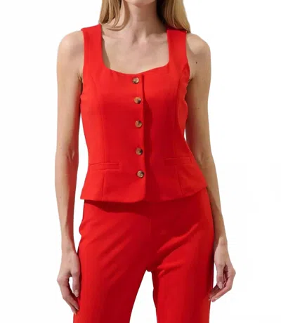 Sugarlips Hemary Button Down Sleeveless Top In Red