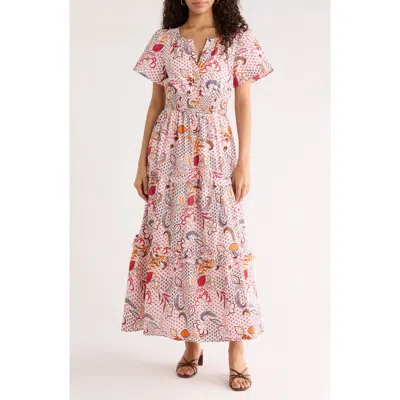 Sugarlips Hendry Floral Palmer Tiered Cotton Maxi Dress In Multi