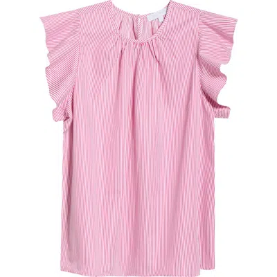 Sugarlips Hermas Stripe Ruffle Top In Pink