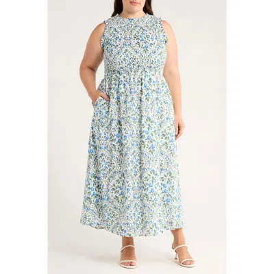 Sugarlips Hilo Floral Print Sleeveless Maxi Dress In Gray