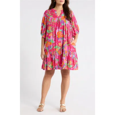 Sugarlips Himera Floral Maribor Puff Sleeve Minidress In Multi
