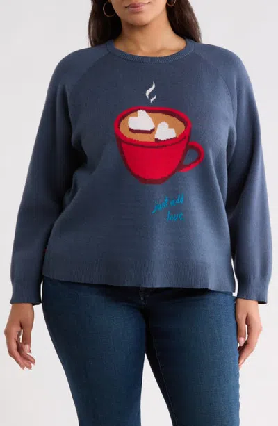 Sugarlips Hot Cocoa Knit Sweater In Navy Red