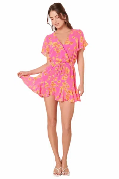 Sugarlips Hot Rod Drawstring Romper In Pink In Black