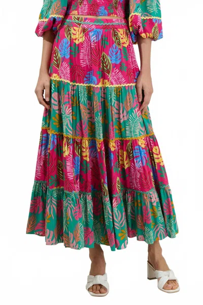 Sugarlips Iris Floral Maxi Skirt In Fuchsia-multi In Pink