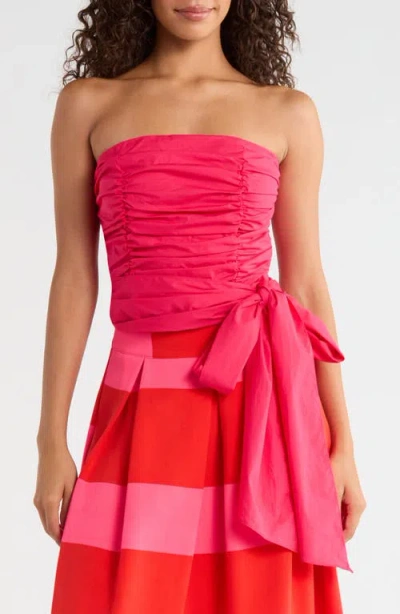 Sugarlips Isabel Strapless Ruched Cotton Top In Pink