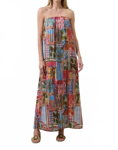 Sugarlips Isabela Pleated Maxi Dress In Blues-multi