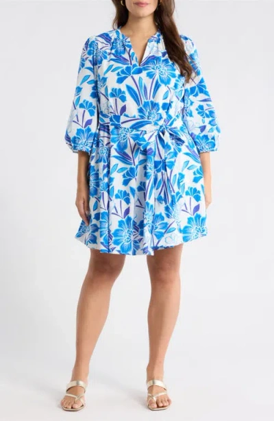 Sugarlips Iva Floral Pismo Balloon Sleeve Maxi Dress In Blue