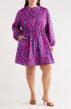 Sugarlips Ivana Abstract Luzma Long Sleeve Dress In Purple