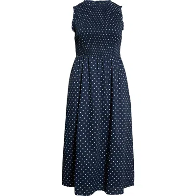 Sugarlips Ivany Polka Dot Smocked Midi Dress In Multi
