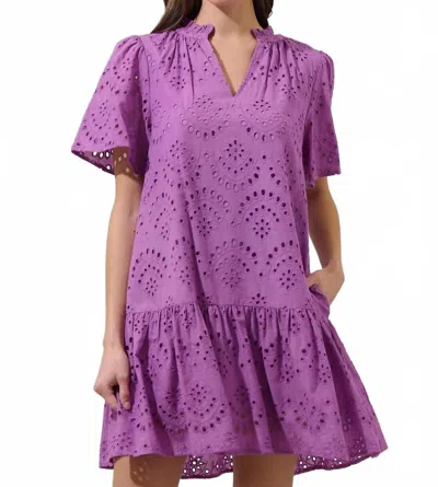 Sugarlips Ivy Eyelet Azari Shift Mini Dress In Orchid In Purple