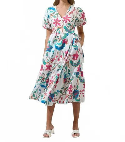 Sugarlips Izzie Wrap Dress In White-fuchsia In Multi