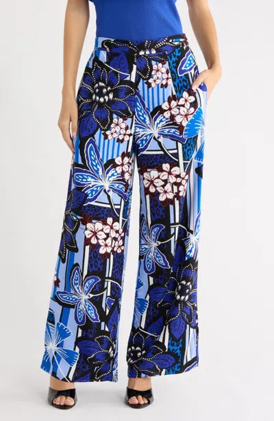 Sugarlips Jabi Elena Floral Wide Leg Pants In Blue