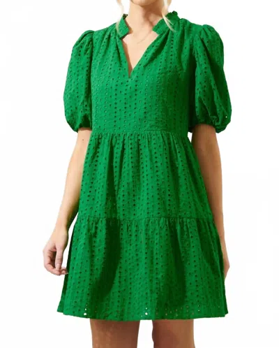 Sugarlips Jacey Babydoll Eyelet Mini Dress In Green