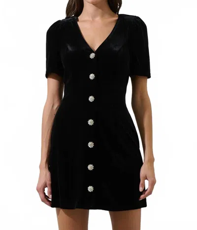 Sugarlips Jackson Velvet Button Mini Dress In Black