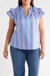 Sugarlips Jaimie Stripes Ruffle Top In Multi