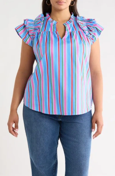 Sugarlips Jaimie Stripes Ruffle Top In Multi