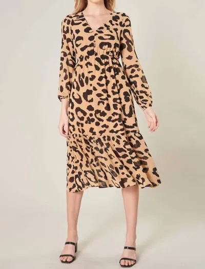 Sugarlips Java Nellie Midi Dress In Leopard In Brown