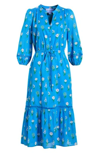 Sugarlips Jazleen Floral Print Midi Dress In Blue