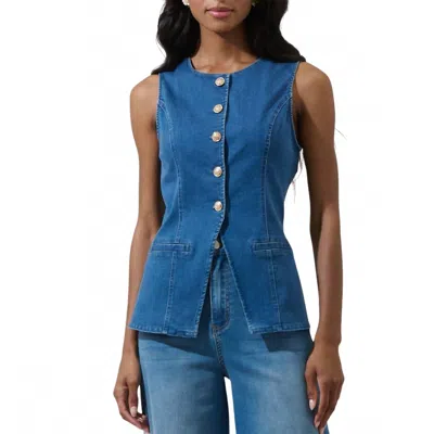 Sugarlips Jeanie Vest In Denim Blue