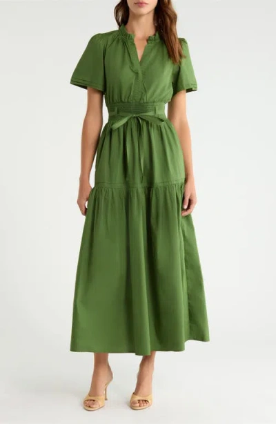 Sugarlips Jennis Belted Cotton Maxi Dress In Green