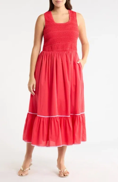 Sugarlips Jessy Smocked Sleeveless Midi Dress In Multi