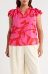 Sugarlips Jolene Abstract Floral Crepe Top In Multi