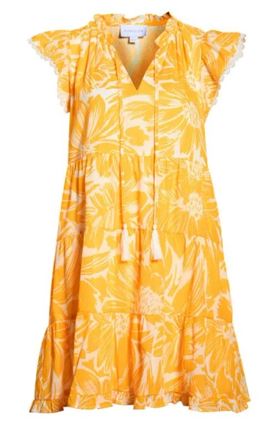 Sugarlips Joni Flutter Sleeve Ruffle Hem Dress In Yellow