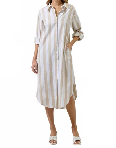 Sugarlips Jordy Stripe Dress In Tan-white In Multi