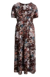 Sugarlips Journee Floral Print Puff Sleeve Maxi Dress In Multi