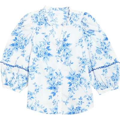 Sugarlips Juba Floral Print Top In Blue