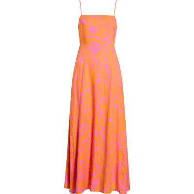Sugarlips Kaci Floral Vin Smocked Maxi Dress In Orange