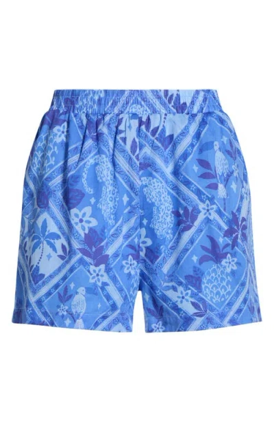 Sugarlips Kaidy Tropical High Waisted Shorts In Blue