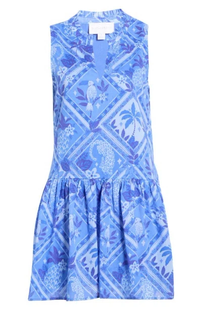 Sugarlips Kaidy Tropical Loly Trapeze Minidress In Blue