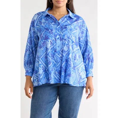 Sugarlips Kaidy Tropical Print Shirt In Blue
