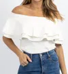 SUGARLIPS KAILA OFF SHOULDER SWEATER TOP IN IVORY