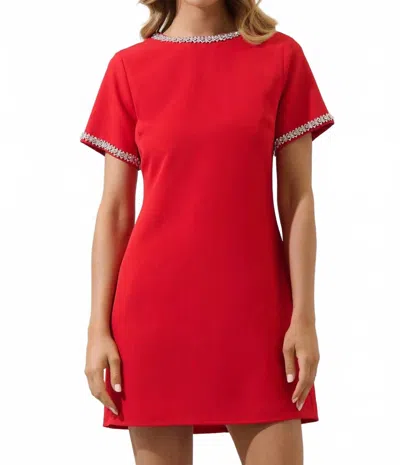 Sugarlips Kaitlyn Rhinestone Shift Mini Dress In Red